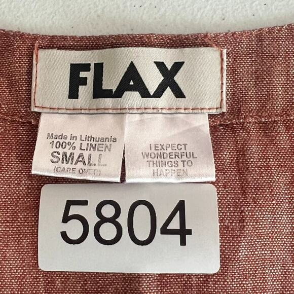 Flax Tank Top Women's Size Small Red Rust Linen Faux Button Up Sleeveless - Picture 4 of 7